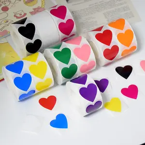 Heart Shaped Sealing Sticker, 500pcs/roll Self Adhesive Label Sticker, Blank Label Sticker for Gift Greeting Envelope, Decorative Sticker for Gift, Envelope Stickers