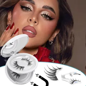 One Box 2 Pairs Magnetic False Eyelashes Pointed Design Cartoon Eye Natural Style Suitable for Most Occasions