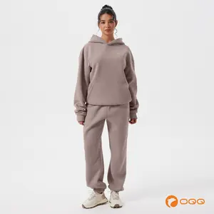 OQQ Women's Fleece-Lined Hoodie & Baggy Sweatpants Set - Oversized Lounge Wear with Kangaroo Pocket & Hood for Fall/Winter Comfort - Clothes Casual Long Sleeve