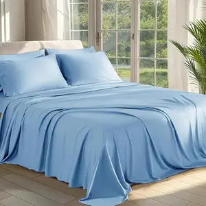 Sonoro Kate Pure Bamboo Bed Sheet Set, 4/6 Piece, Cooling, Silky Soft, Breathable, Machine Washable, 16 Inch Deep Pocket,Hotel Luxury Silky Bedding for Hot Sleepers