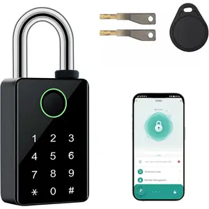 Padlock with Key Backup, Waterproof Combination Gate Lock with IC Card, 5 Ways Unlock Padlock