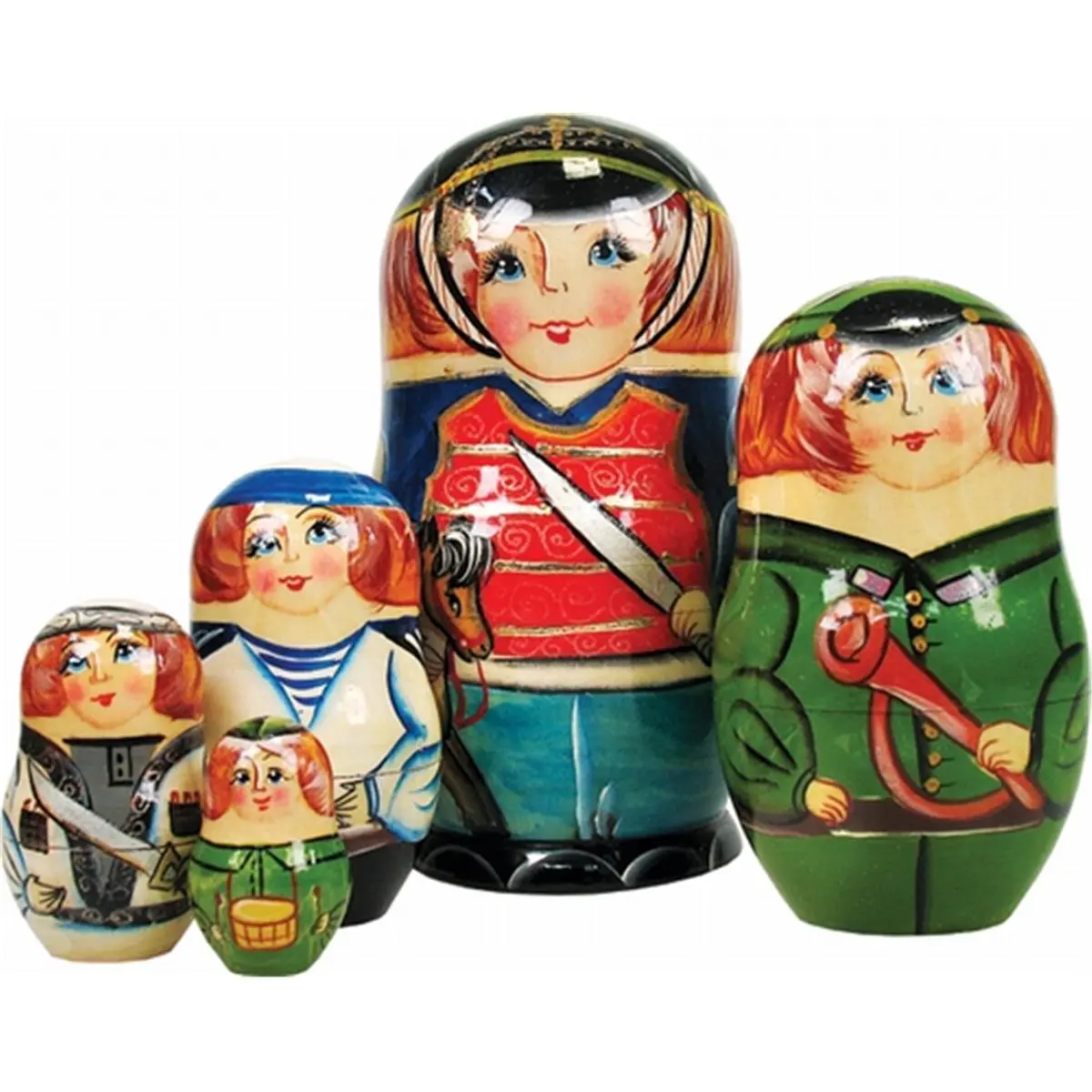 212 MAIN Collectible Russian Folk Wooden Nutcracker Doll Set - 5-Piece Freehand-Painted Nested Prince Set, 6.5in Decorative Holiday Decor for Lifetime Memories