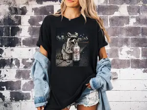 Comfort Colors Cool Raccoon Graphic T-Shirt, Urban Streetwear Aesthetic Tee, Funny Quirky Animal Shirt, Diet Dr Pepper Lover Gift, Casual Outfit