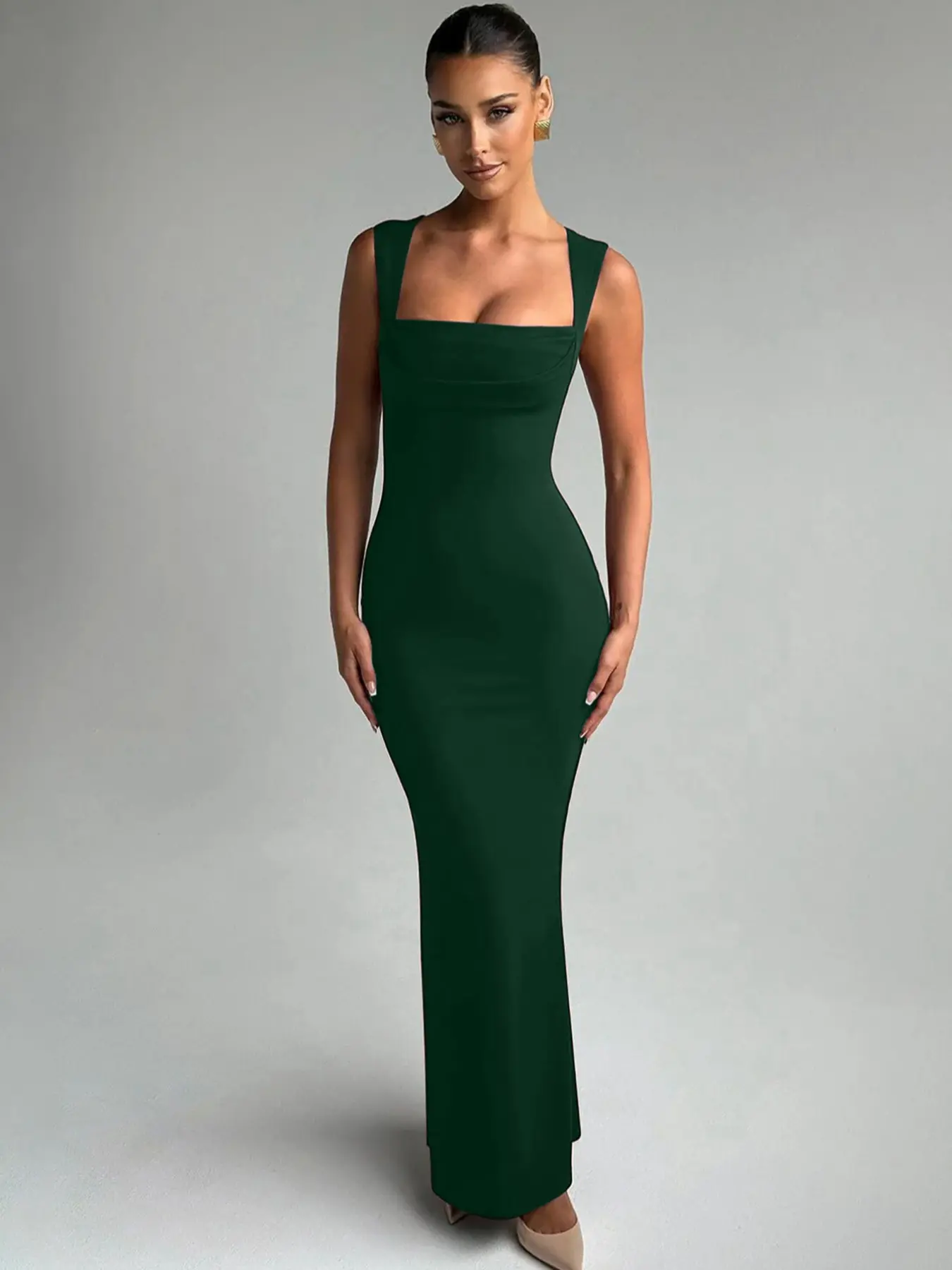 sustainable women's tank dress for evening wear Oksale Empire Waist Dress for Women Summer 2026 Elastic Smocked Tank Dress Sleeveless Elegant Vacation Maxi Dresses Green S, Women's, Size: Small