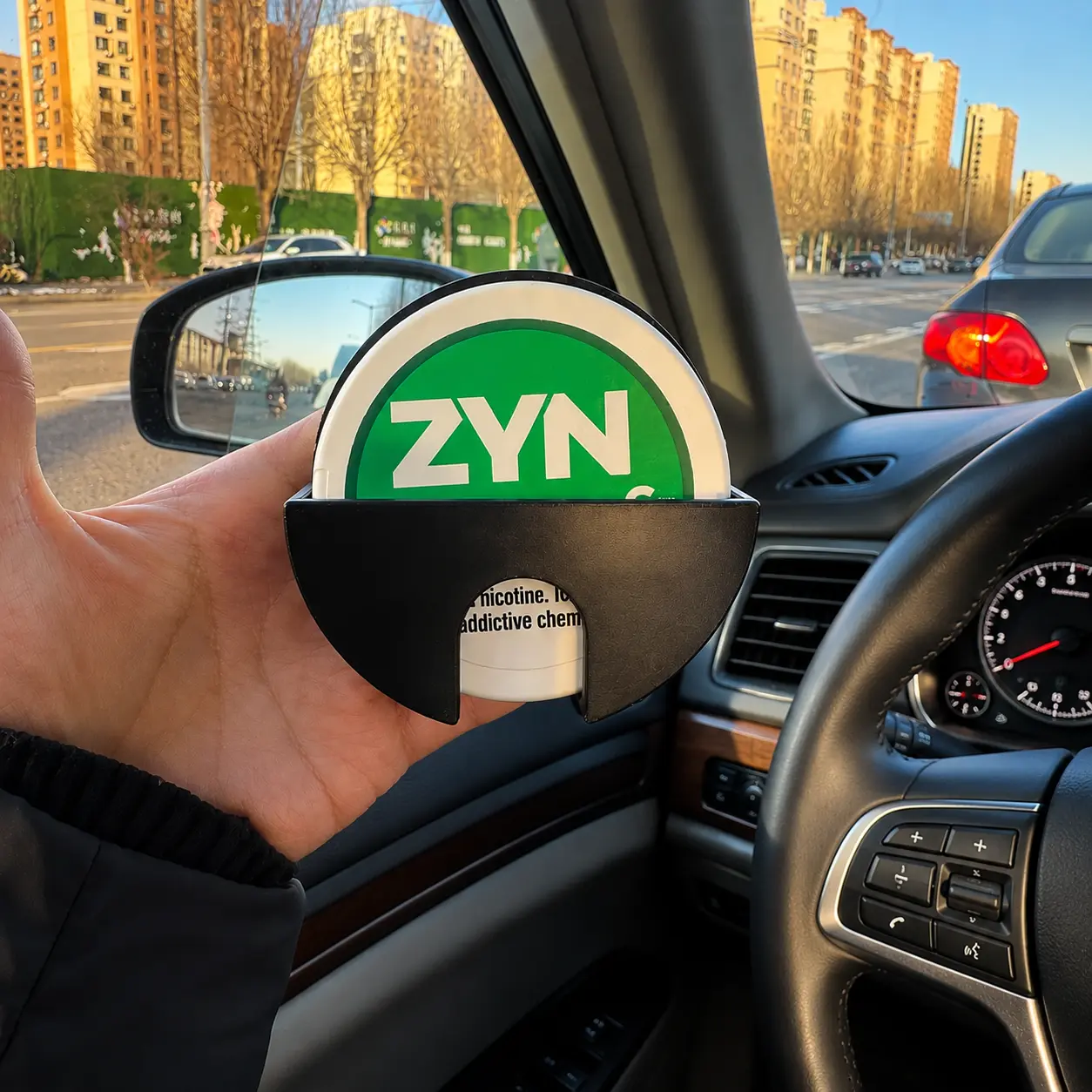 ZYN 3D Printed PLA Car Visor Can Holder, Car Interior Organizer, Secure Clip-On Pouch, Road Trip Essential, Gift for Him, Multiple Colors