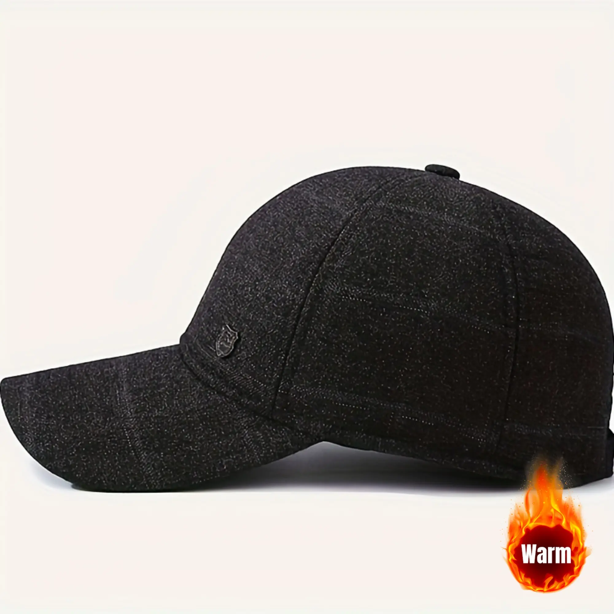 Unisex Fitted Adults' Checkered Fleece Tweed Baseball Cap with Ear Flaps - Warm Winter Hat, Snap Button Closure, 6-Panel Design, Curved Brim, Lightweight Durable, Machine Washable - Ideal for Casual Outdoor Wear (Black/Gray/Tan)