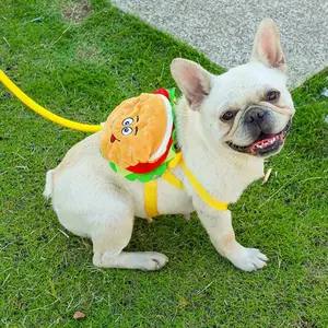Cartoon Hamburger Pet Backpack – Cute & Functional Travel Bag for Small Dogs & Puppies, Adorable Design, Spacious Storage, Breathable Mesh, Durable Polyester, Adjustable Fit