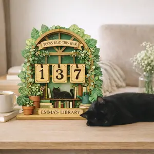 Personalized Books Read This Year Counter Reading Tracker Library Decor Gift,Wooden Book Tracker