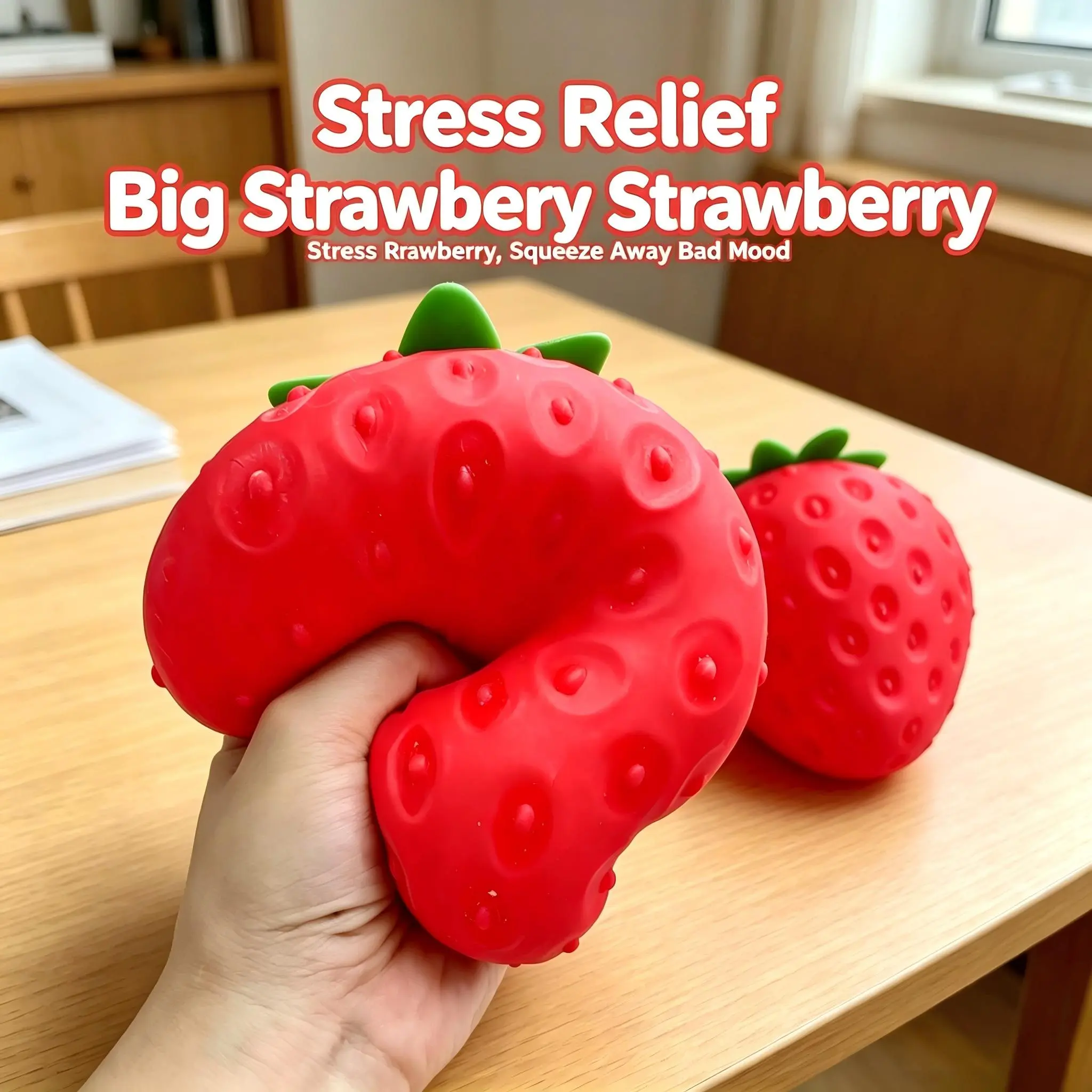 Slow-rebound strawberry simulation fruit model ornament stress-relief toy squeeze toy sohochic