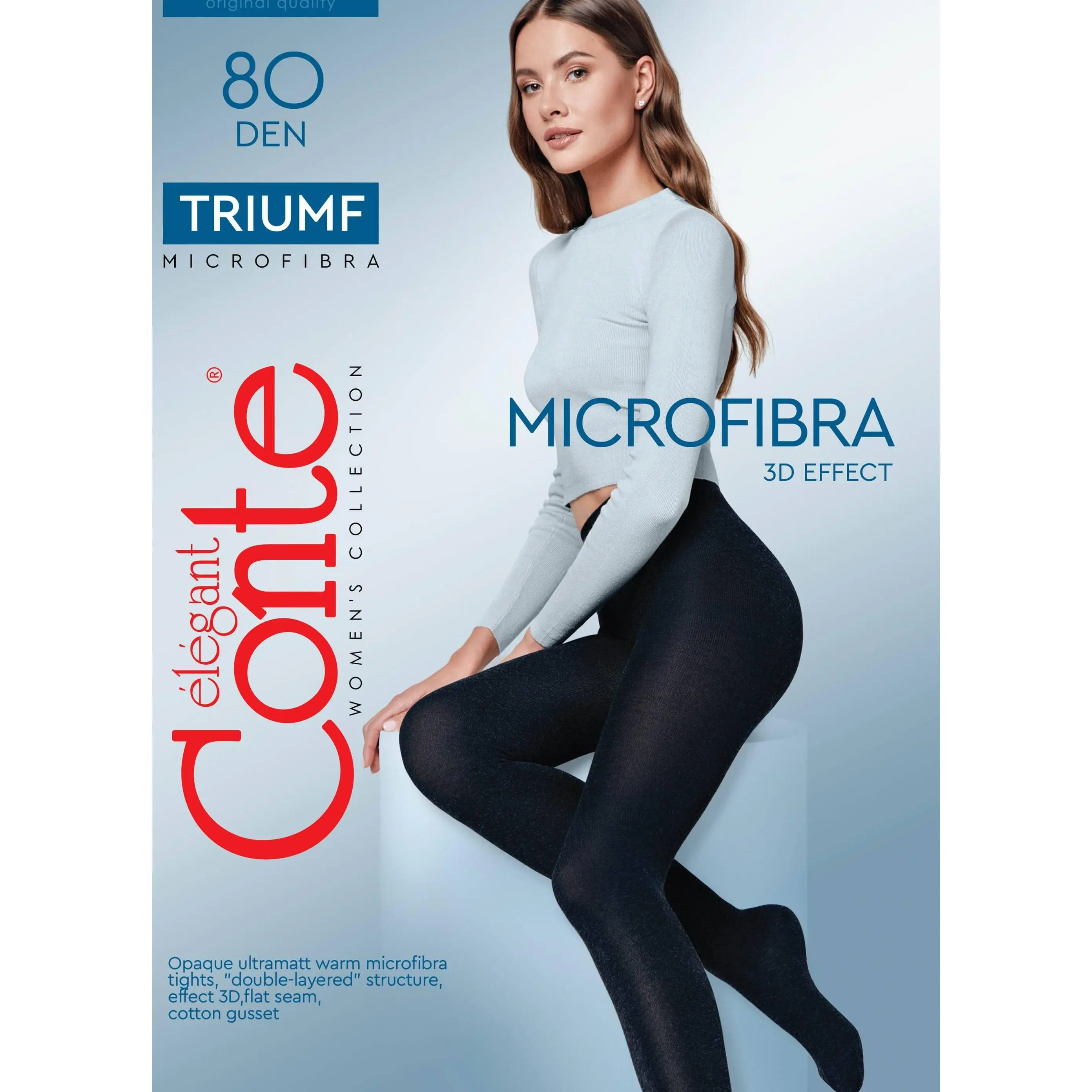 Conte Women's Triumf 80 Denier Opaque Microfiber Tights, High-Waist with Flat Seams, Velvet-Smooth Polyamide Blend