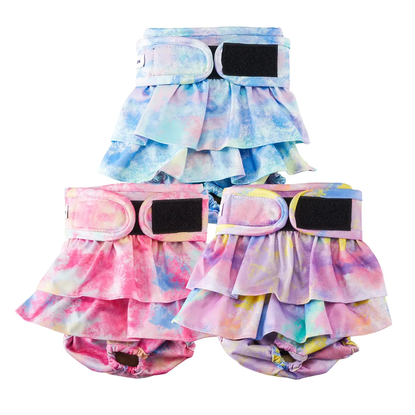 Small Size Premium Fleece Female Dog Diapers, 3-Pack - Highly Absorbent Puppy Pad for Home Use, Khaki Skirt Design for Heat, Incontinence
