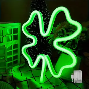 Green Shamrock Neon Light USB & Battery Powered Perfect for St Patrick's Day Decoration Festive Green Glow