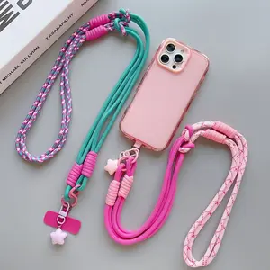 Colorful Woven Design Couple Phone Strap, Phone Accessory, Phone Charms, Multi-Purpose Polyester Crossbody Long Rope, Shoulder Neck or Wrist Wear, Travel Friendly Minimalist Style
