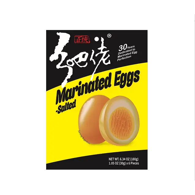 XBL Salted Fresh Eggs, 6-Pack (180g Vacuum-Seal) - Ready-to-Eat, Nitrite-Free, Low Sugar, Room Temperature, Zhejiang Wenzhou Specialty, Protein-Packed, Savory, Guilt-Free Snacks for Adults