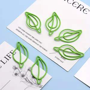 100Pcs Green Leaf Paper Clip, Creative Paper Clip, Metal Paper Clip, Memo Folder, Document Binding Folder,Adorable Stationery for Office, School & DIY Projects