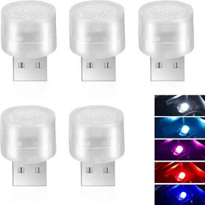 PCS USB Plug Lights, Mini LED Car Ambient Lighting, Small Round Light Night Lamp, Universal Portable Decorative Lights for Bedroom, Hallway, Bathroom, Kitchen (Multicolored)