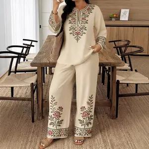 2026 Long-Sleeve Floral Lace Ethnic Style Suit
