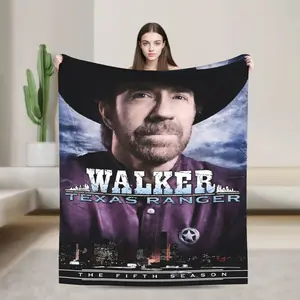 Walker Texas Ranger Chuck Norris Flannel Blanket – Retro TV Show Fleece Throw, Soft Cozy Bed & Sofa Blanket, Western Man Cave Decor Gift for Action Series Fans
