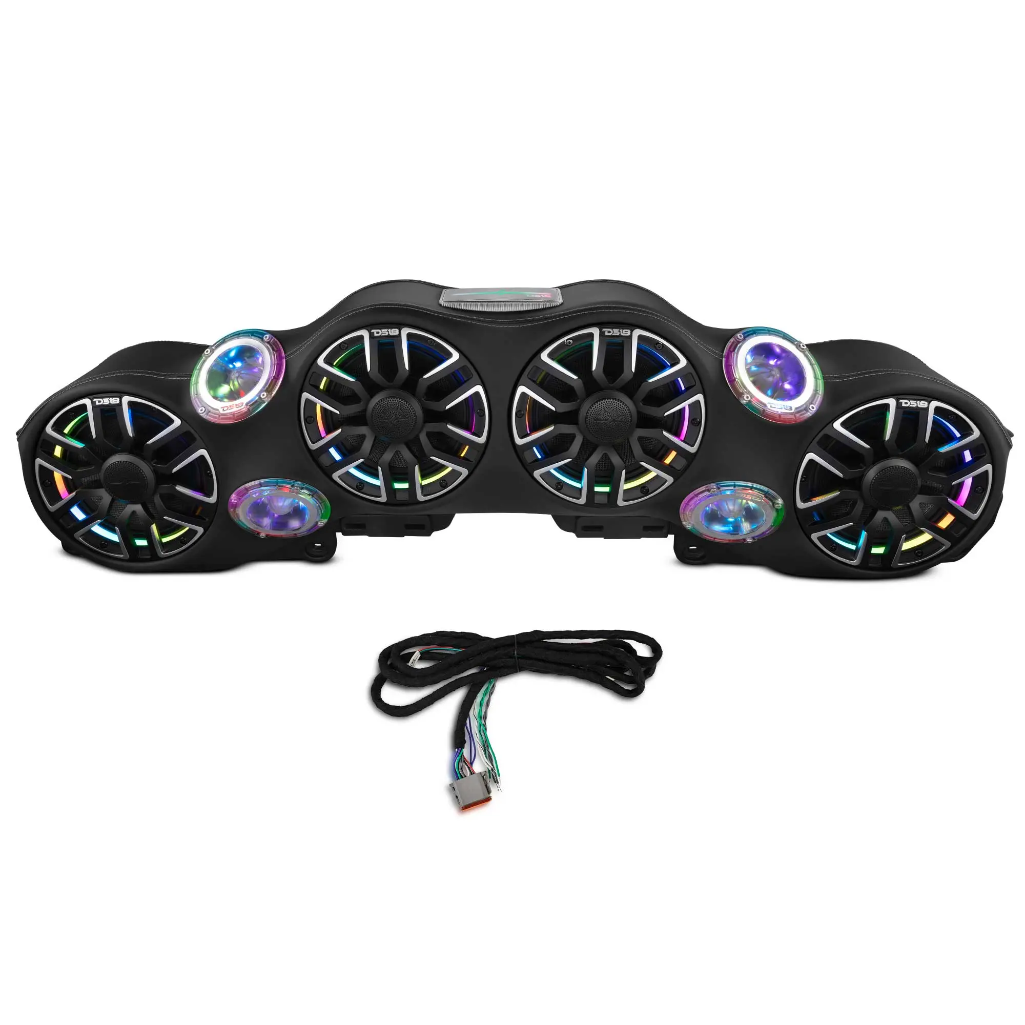 DS18 NVY-JLSBARLD Loaded Car Stereo Radio Sound Bar for Jeep JL/JLU/JT - OEM Fit, Leather & Glass Fiber Build, 4x 8" NVY-M8 Component Speakers, 4x PRO Tweeters, Digital LED Lighting Logo Badge, 40Hz-20kHz Range, 140w 560w (200w & Above) Car Audio Kit, 200