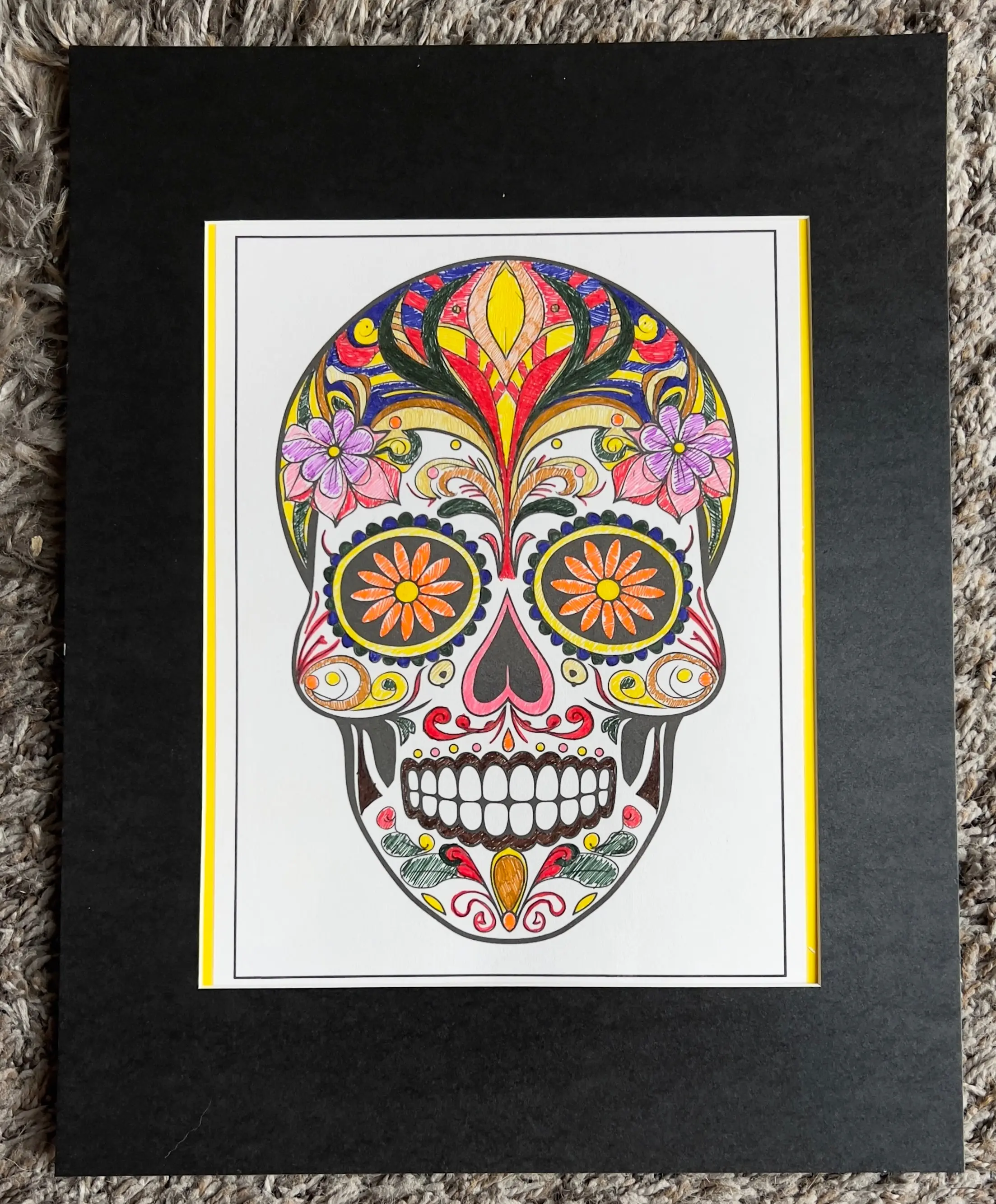 Fiesta del Alma – 11x14 Handmade Sugar Skull Wall Art (Matted & Laminated)