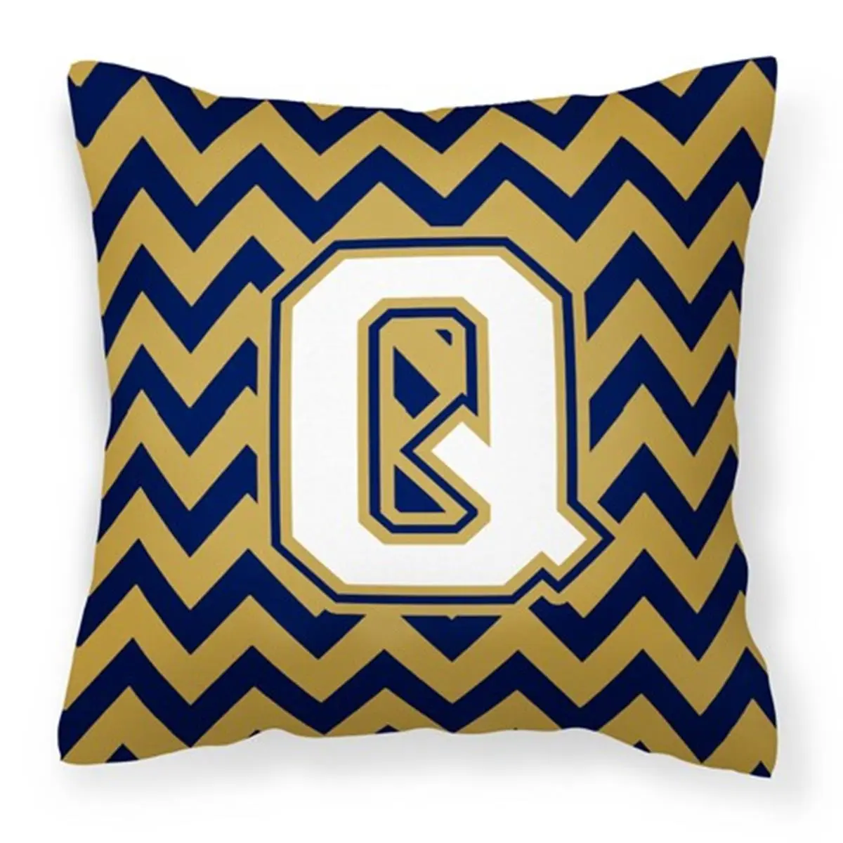 Carolines Treasures CJ1057-QPW1414 Letter Q Chevron Navy Blue & Gold Fabric Decorative Pillow Sham, 1.1 lbs, 14" h x 3" w x 14" l Outdoor Furniture Accessory for Outdoor Sofas