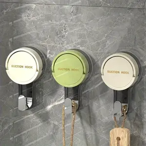 Strong Vacuum Suction Hook, No Drill Wall Mount Adhesive Hook, Moveable Towel Rack for Kitchen Bathroom, Traceless Hanging Organizer
