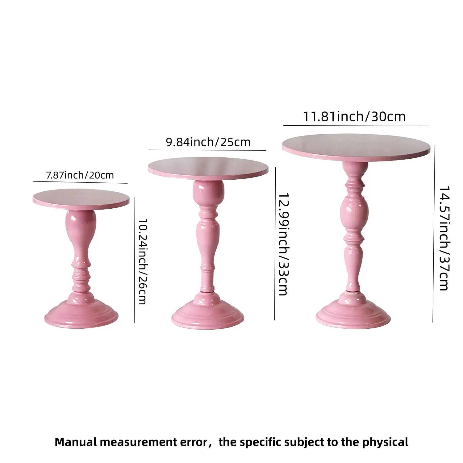 Pink Roman column tray set of three pieces