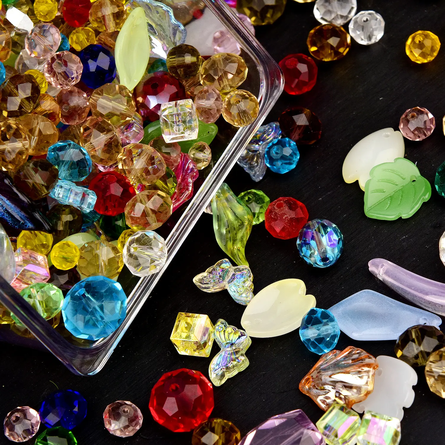 100 g with box  Mix Glass Beads Bulk - Assorted Crystal Beads for Jewelry Making, DIY Bracelets & Crafts, Half Pound Surprise Pack Beaded Set