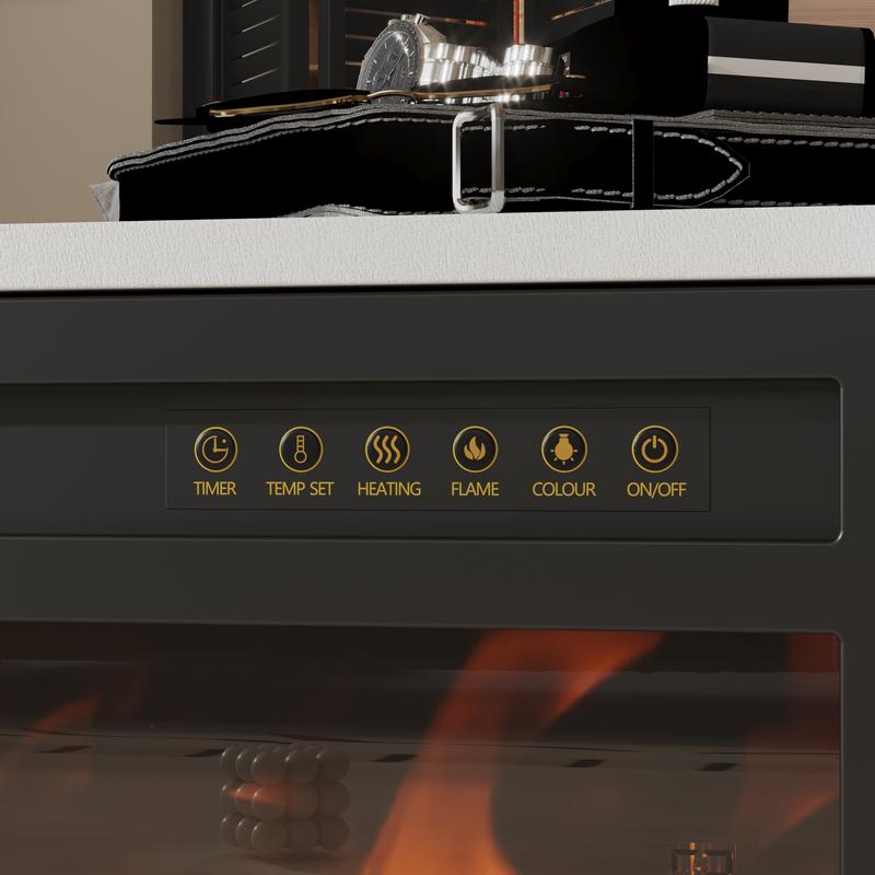 FUFU&GAGA Fireplace TV Stand for TVs Up to 109" with 46" Electric Fireplace Heater LED Light Media Console Storage Cabinet, White Entertainment Center for Living Room