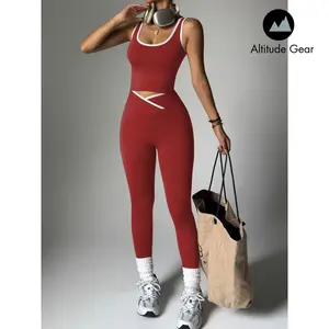 Summer Women's Yoga Sport Set, Sleeveless Sports Vest Top & Colorblock Pants, High Waist, Casual Slim Fit, All Seasons