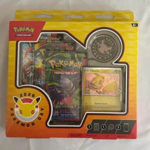 Pokémon Day 2026 Pikachu Collection Box Promo Card Coin 3 Booster Packs Sealed