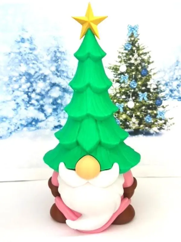 Pine Head Gnome Figurine 7.75 Inch Large Gnome Holiday Scandinavian Christmas Decorations for Home 3D Printed in USA