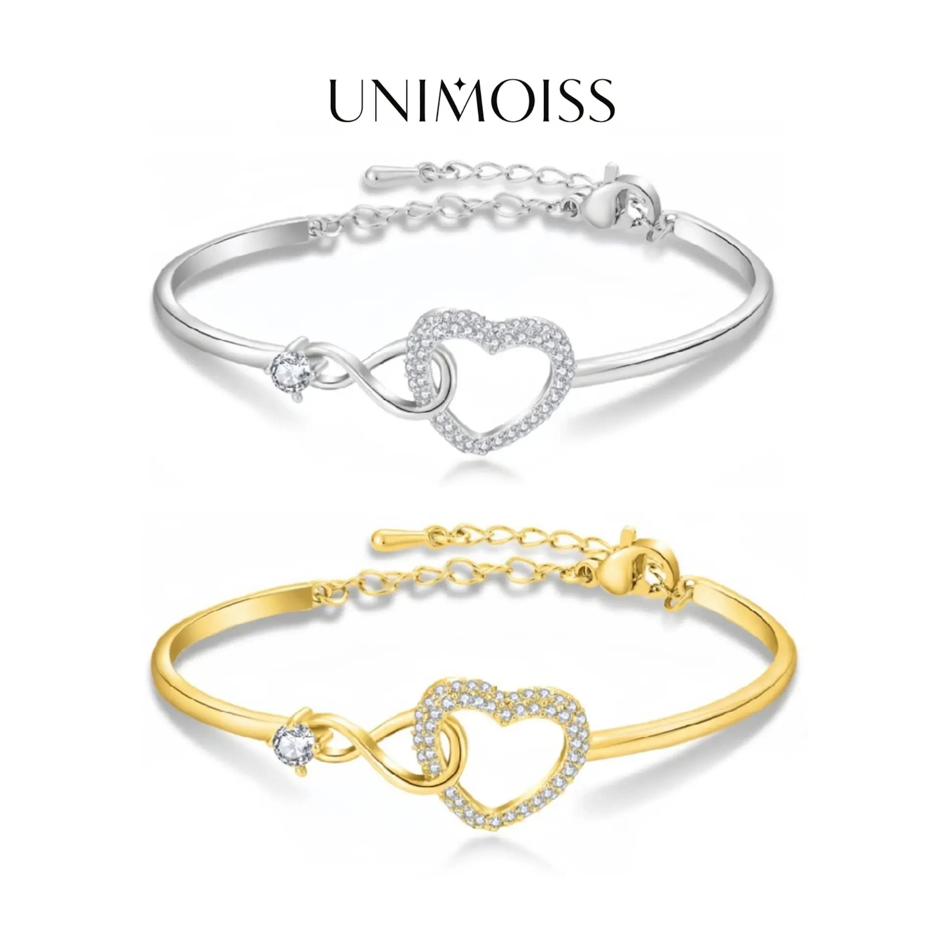 UniMoiss Infinite Heart Radiant Bangle Bracelet Birthday Wedding Engagement Anniversary Valentine's Day Daily Wear