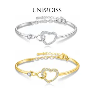 UniMoiss Infinite Heart Radiant Bangle Bracelet Birthday Wedding Engagement Anniversary Valentine's Day Daily Wear