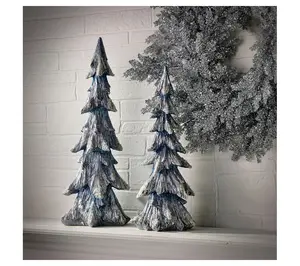 17"-21" Resin Winter Snowfall Trees Set of 2 byValerie