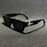 Men's Fashion Rhinestone Cross Pendant Glasses, PC Anti-Explosion Lenses, Sporty Casual Streetwear, Vintage Flat Top Sunglasses, Fashion Outdoor Shades