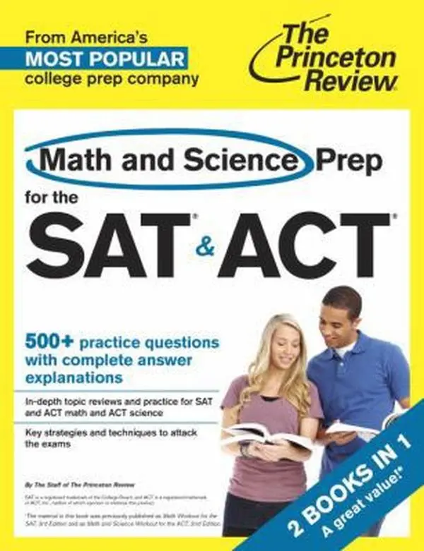 USED Book - Math and Science Prep for the SAT & ACT: 2 Books in 1 (College Test Preparation) by The Princeton Review (Paperback) - english