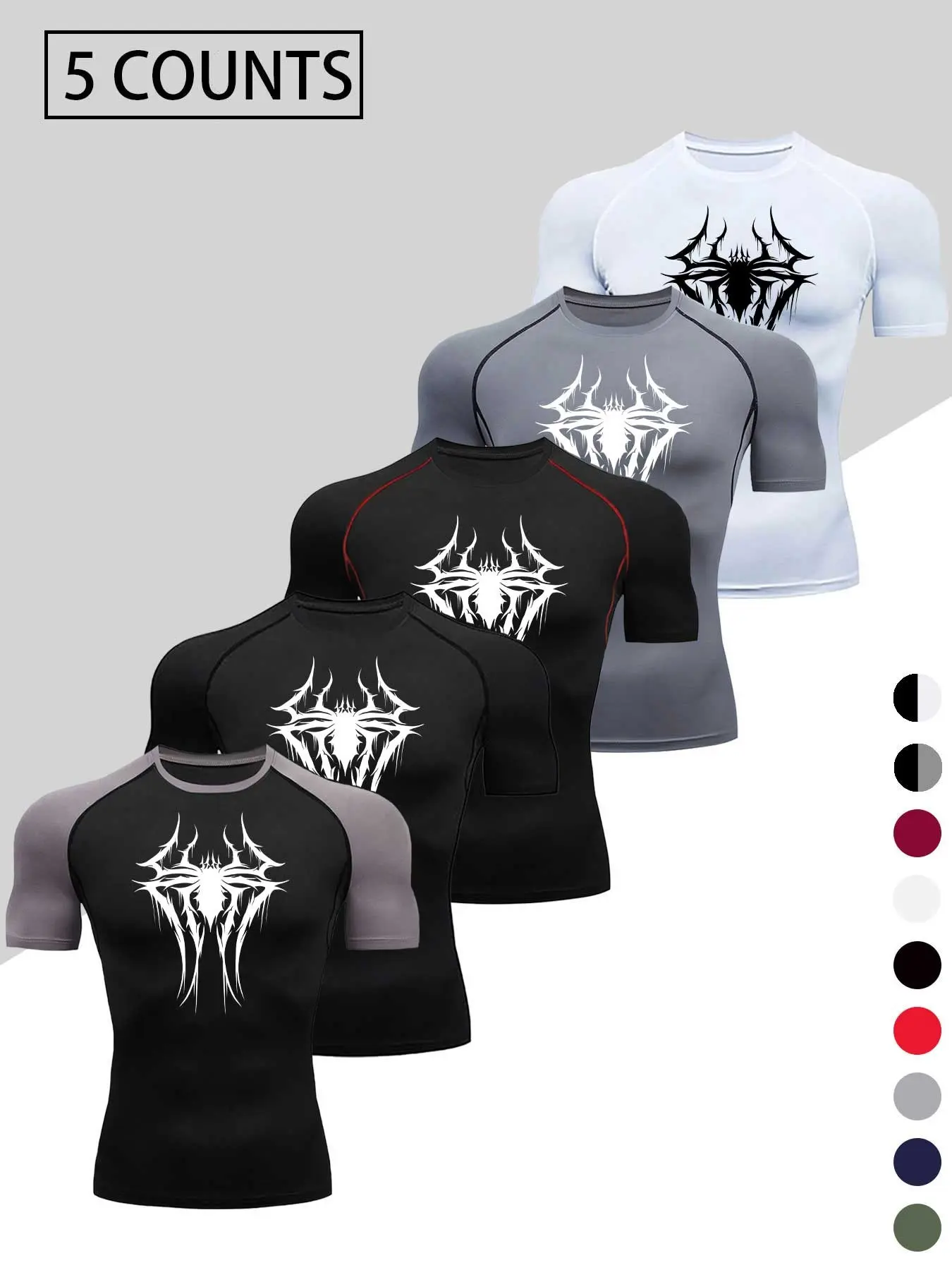 Men's Dragon Print Compression T-Shirt, Quick-Dry Breathable Stretch Fabric, Tight-Fitting Athletic Fit Short Sleeve Top for Fitness and Outdoor Activities, Dry Fit Tees, Compression Sports Tee