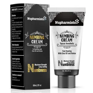 Nupharmisto Tattoo Numbing Cream: Maximum Strength Lidocaine & Menthol for Long-Lasting Pain Relief During Tattoos, Piercings, and Waxing for All Skin