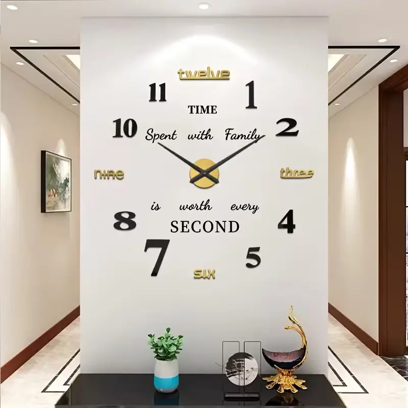 Large Acrylic 3D DIY Wall Digital Clock, Modern Home Decor for Living Room, Housewarming Gift