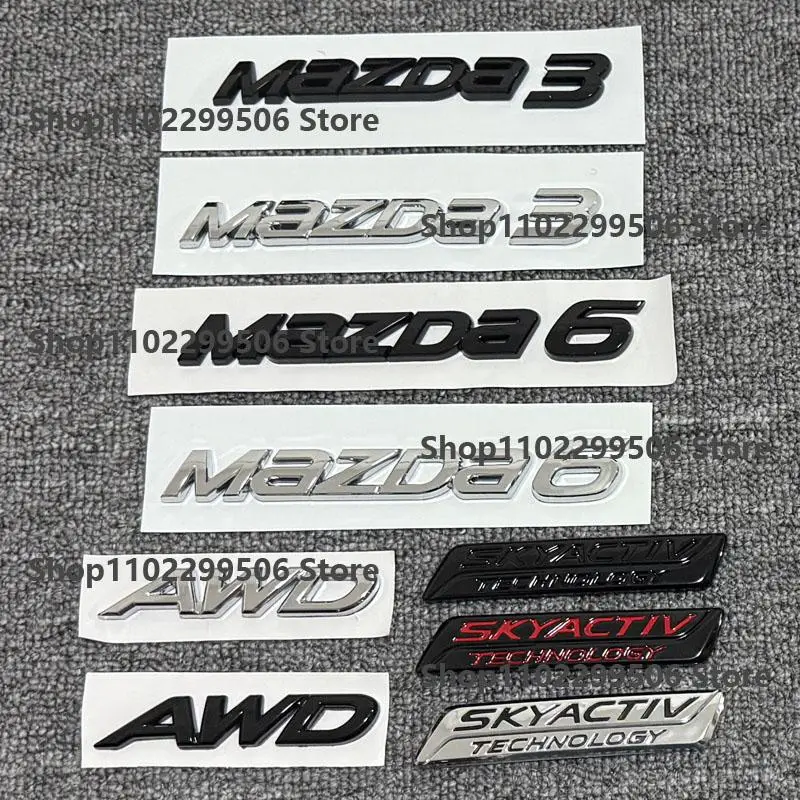 3D ABS black Letter Rear Trunk Tail Car Emblem Badge Sticker Decoration Decals For Mazda 3 Mazda 6 Logo Modified Accessories