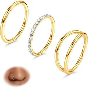 3pcs Nose Rings Hoops - 316L Surgical Steel Double Hoop Nose Rings 14G/16G/18G/20G Hinged CZ Piercing Jewelry Septum Clicker Rings Cartilage Earring Helix Rook Tragus Daith 7mm/8mm/9mm/10mm