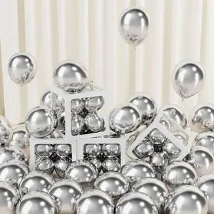 120pcs 5" Metallic Silver Balloons, Chrome Latex for Birthday, Graduation, Baby Shower Decoration