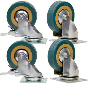 Set of 4 3 Inch Caster Wheels Swivel 2 with Brakeand 2 Non Brake,360 Degree Wheels for Carts, Furniture, Workbench, Trolley, 440lb Capacity