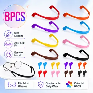 8-Pack Silicone Eyeglass Retainers, Anti-Slip Glasses Strap for Men and Women