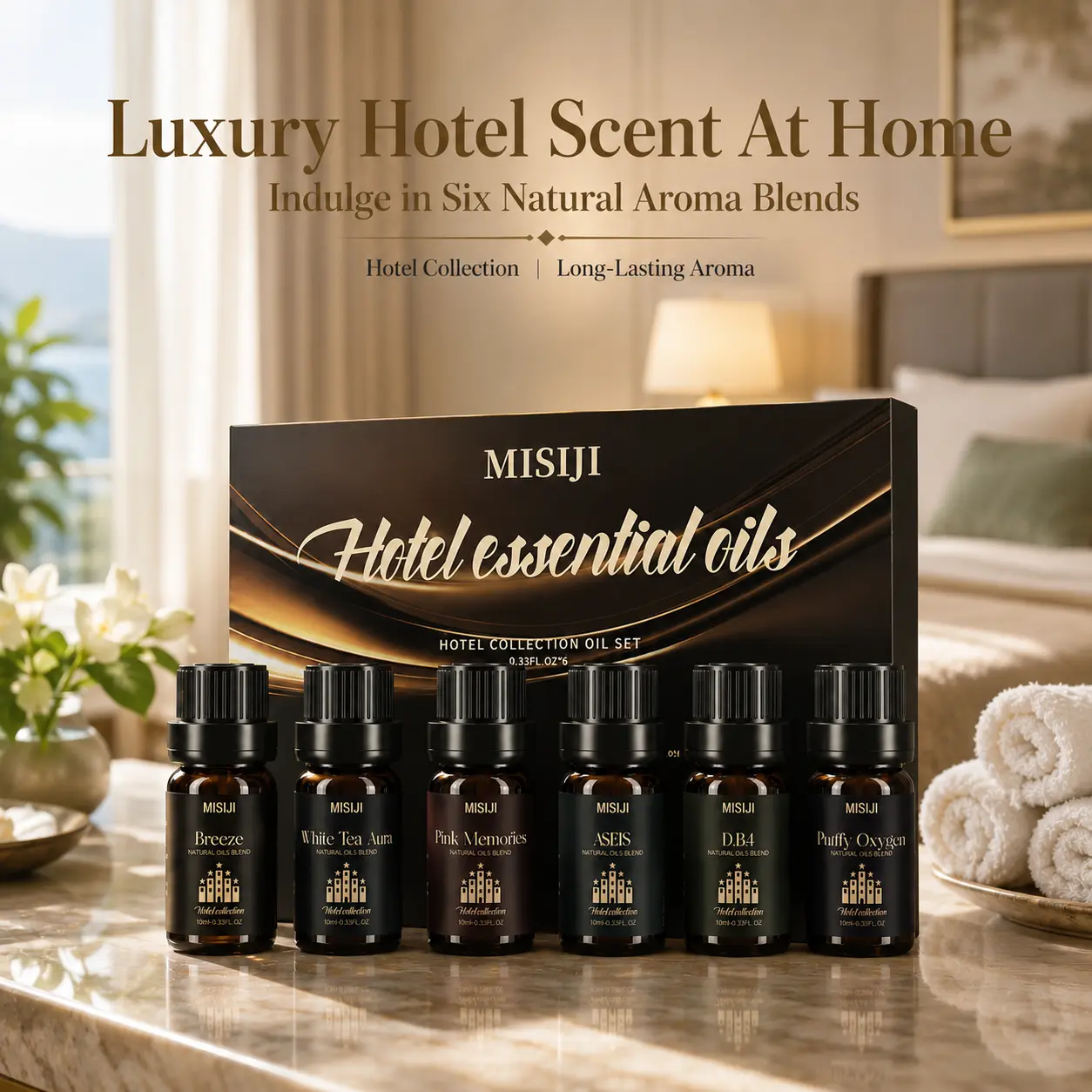 MISIJI 6 pcs Hotel Diffuser Oil set, Hotel Collection Diffuser Oil, Luxury Essential Oil Set for Diffuser, Candle Making Scents