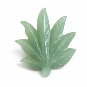 Lela’s GemStoneZ Hand-Carved Green Aventurine Leaf Crystal Carving - Natural Stone, Smooth Polished, Soft Mint Sage Green, Small Palm Size, Unique Pattern, Ideal for Display Carry Gift decor Intention-Powered crystal stone