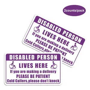 Disabled Person Sticker, 2 Counts/pack Disabled Person Door Sticker, Waterproof & Durable Sticker Label, Suitable for Caravan Door Window Wall