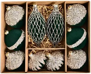 Designer-Inspired Christmas Ornaments  Velvet Dark Green Baubles for Luxury Holiday Decor