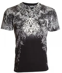 Archaic By Affliction Men's T-Shirt FURANCE Skull Wings MMA Biker Crewneck Cotton
